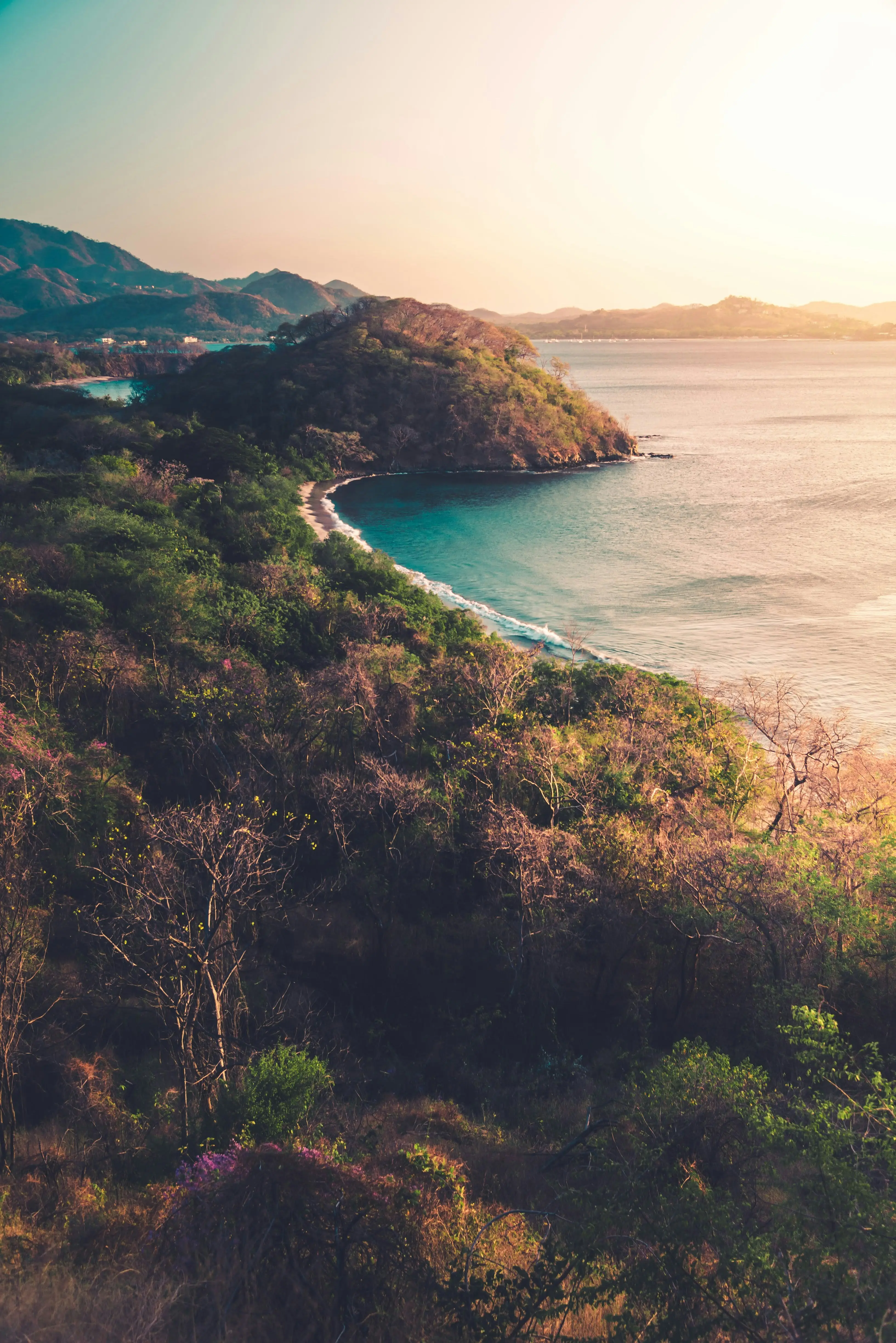 Headland and bay on the Costa Rican Pacific coast in late afternoon light